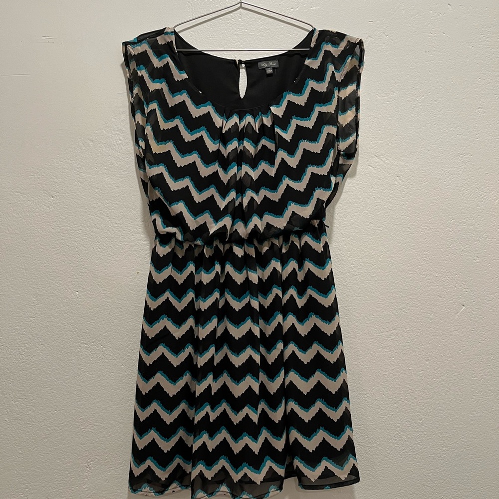 Lily Rose Black and Teal Sleeveless Mini Dress